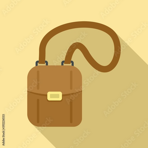 Hunter safari bag icon. Flat illustration of hunter safari bag vector icon for web design