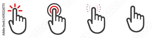 Hand cursor click symbol icon. Touch vector icons. Illustration isolated on white background