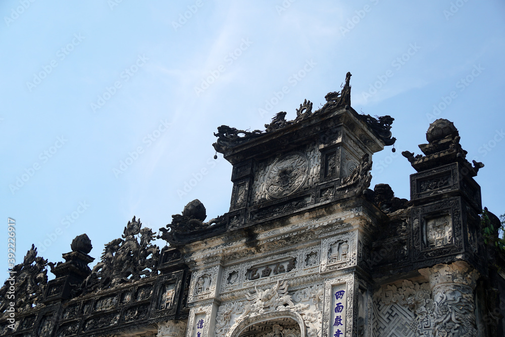 Royal Tomb of Khai Dinh King - black architecture is located in Chau Chu mountain Best Famous Landmark of the city of Hue 