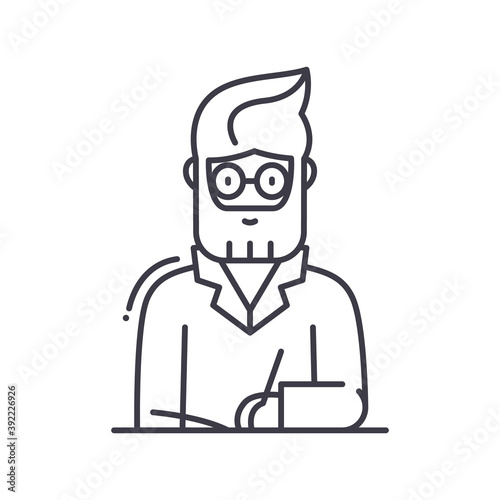 Business hipster icon, linear isolated illustration, thin line vector, web design sign, outline concept symbol with editable stroke on white background.
