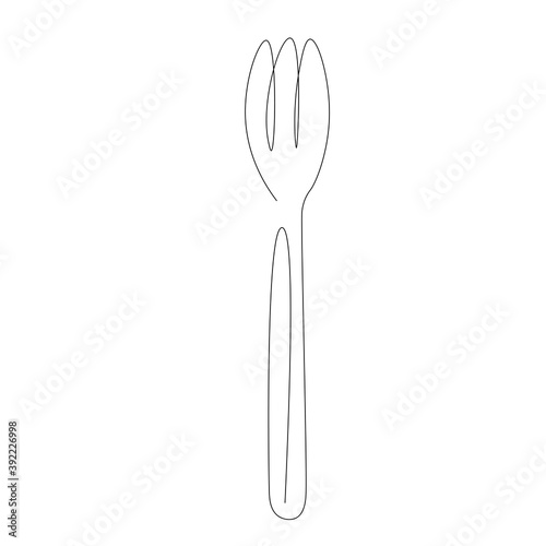 Fork silhouette on white background. Vector illustration