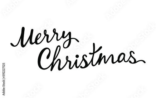 Vector Merry Christmas lettering. Black text on white.