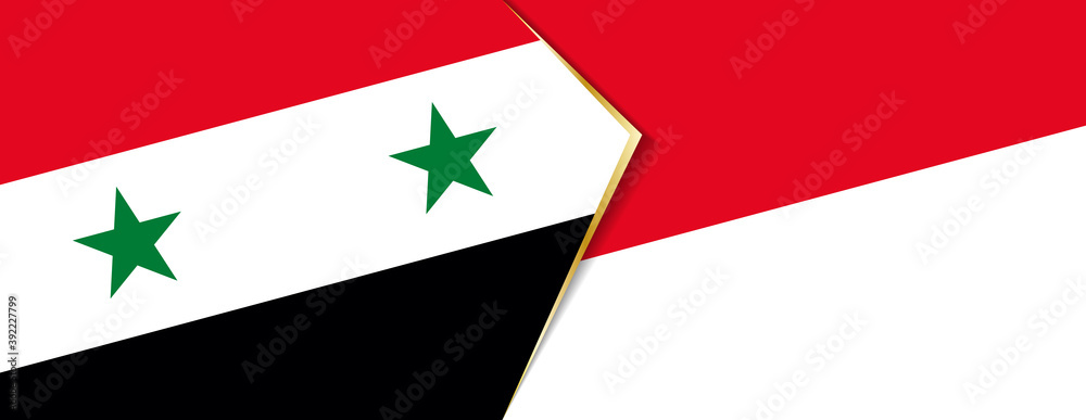 Syria and Monaco flags, two vector flags.
