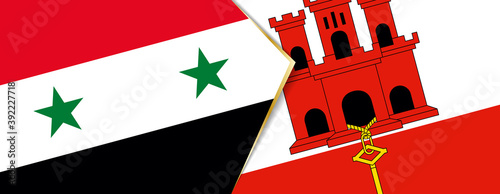 Syria and Gibraltar flags, two vector flags.