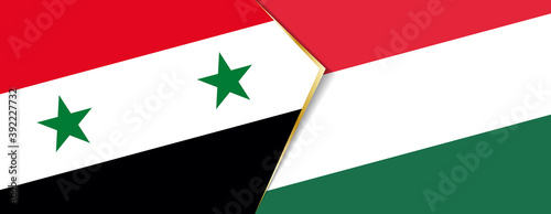 Syria and Hungary flags, two vector flags.