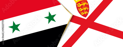 Syria and Jersey flags, two vector flags.