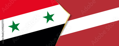 Syria and Latvia flags, two vector flags.