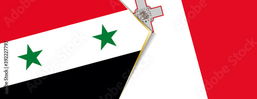 Syria and Malta flags, two vector flags.