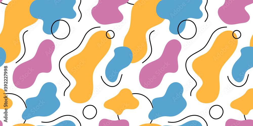 Seamless Pattern with Abstract Fluid Colorful Shapes. Vector Endless Texture