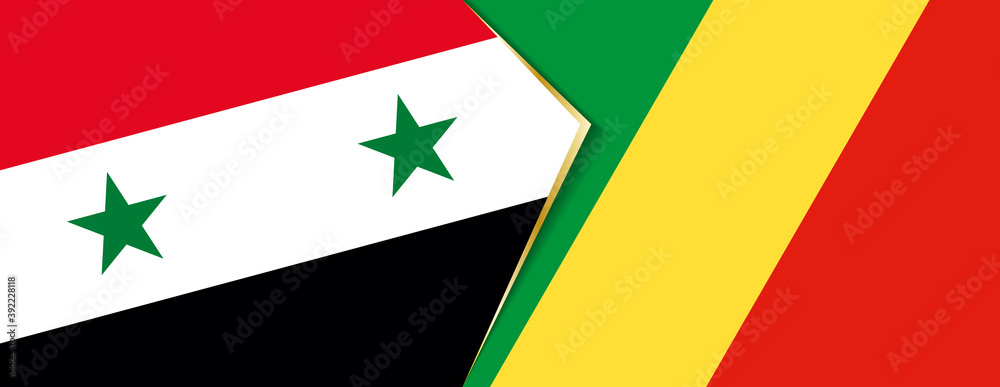 Syria and Congo flags, two vector flags. Syria and Congo flags, two vector flags.