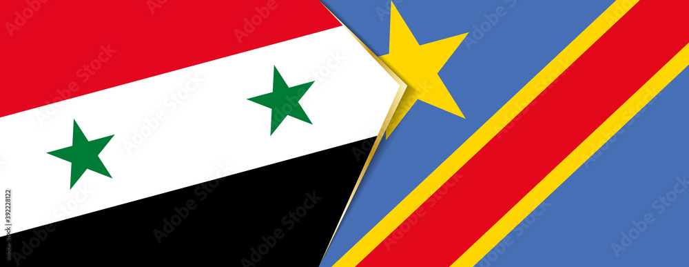 Syria and DR Congo flags, two vector flags. Syria and DR Congo flags, two vector flags.