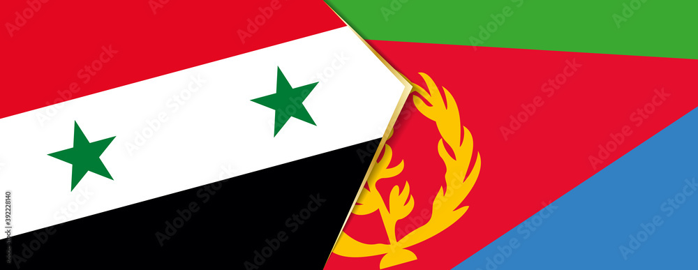 Syria and Eritrea flags, two vector flags. Syria and Eritrea flags, two vector flags.