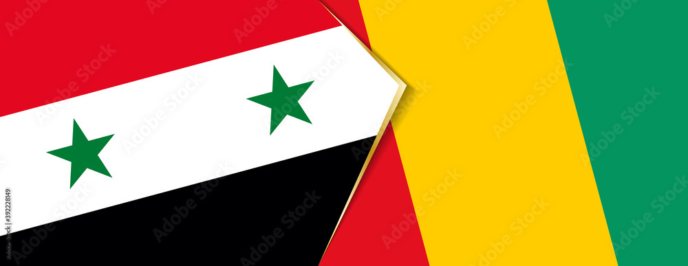 Syria and Guinea flags, two vector flags. Syria and Guinea flags, two vector flags.