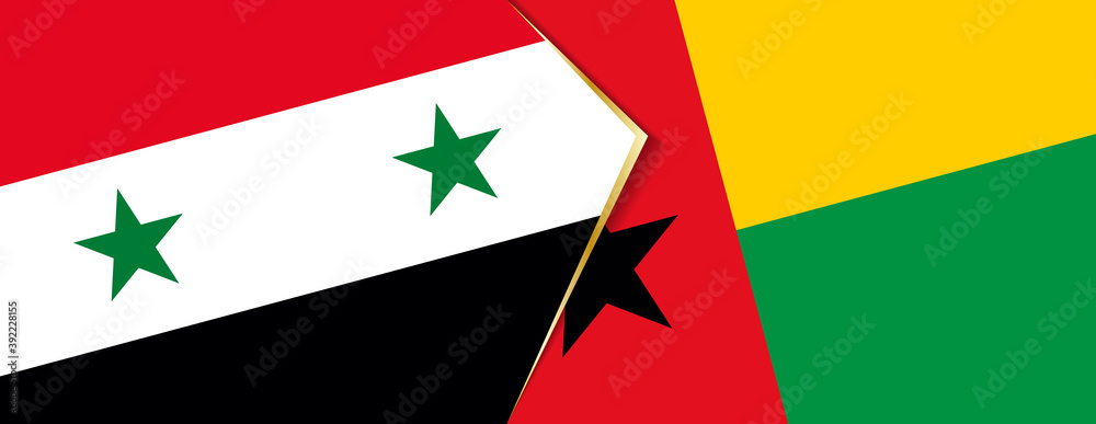 Syria and Guinea-Bissau flags, two vector flags. Syria and Guinea-Bissau flags, two vector flags.