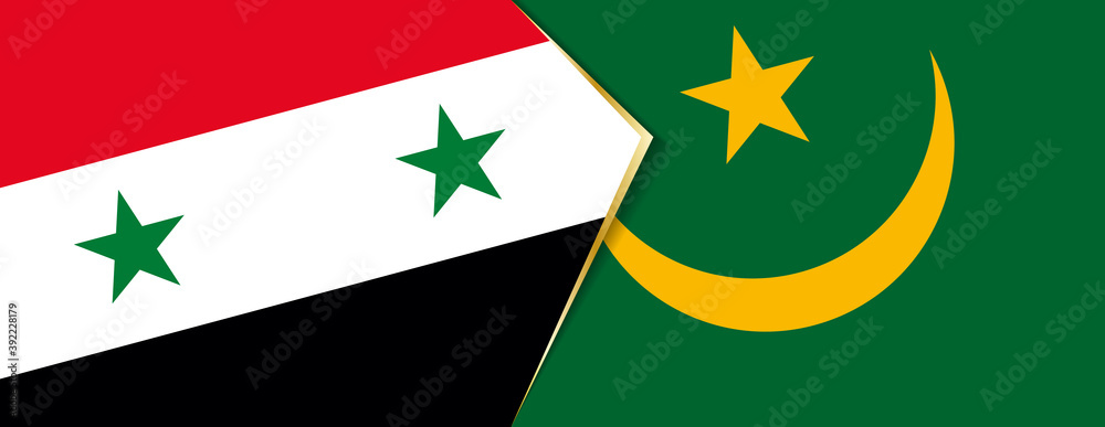 Syria and Mauritania flags, two vector flags. Syria and Mauritania flags, two vector flags.