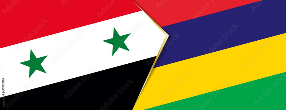 Syria and Mauritius flags, two vector flags. Syria and Mauritius flags, two vector flags.
