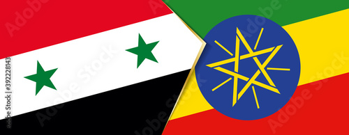 Syria and Ethiopia flags, two vector flags.