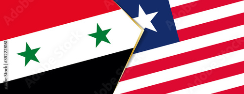 Syria and Liberia flags, two vector flags.