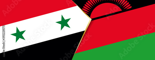 Syria and Malawi flags, two vector flags.