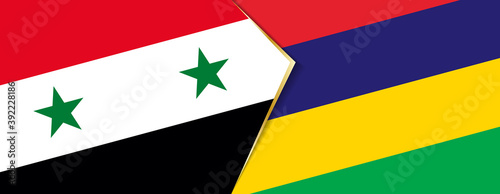 Syria and Mauritius flags, two vector flags.