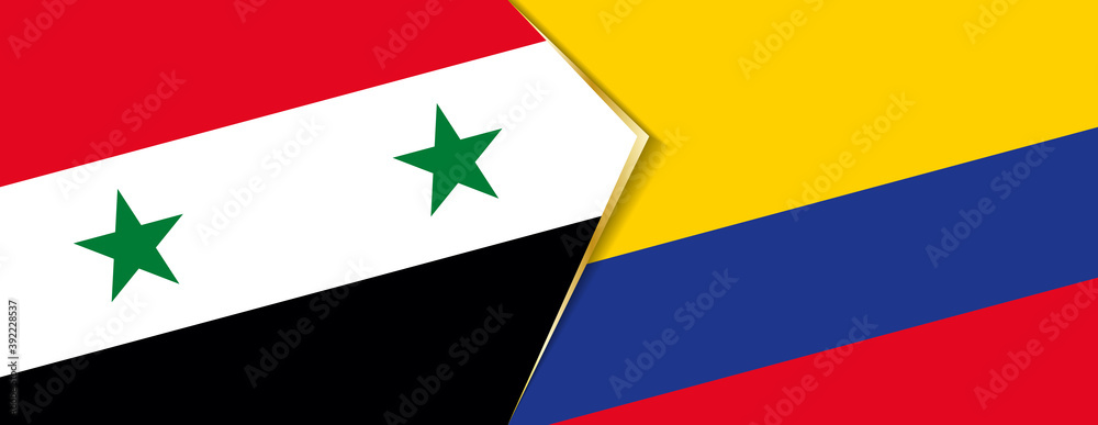 Syria and Colombia flags, two vector flags. Syria and Colombia flags, two vector flags.