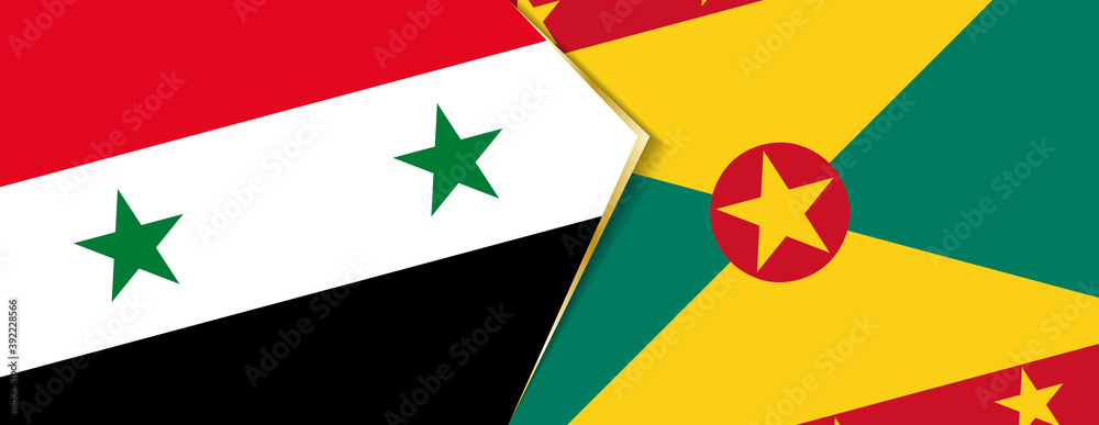 Syria and Grenada flags, two vector flags. Syria and Grenada flags, two vector flags.