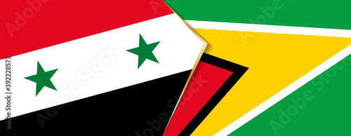 Syria and Guyana flags, two vector flags.