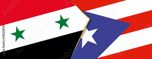 Syria and Puerto Rico flags, two vector flags.