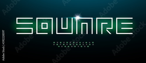 Maze Futurism alphabet. Square architect stunning font, cyber technology type for modern futuristic logo, futuristic headline, hud monogram. Computer chip letters, vector typographic design