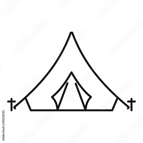 Safari hunting tent icon. Outline safari hunting tent vector icon for web design isolated on white background