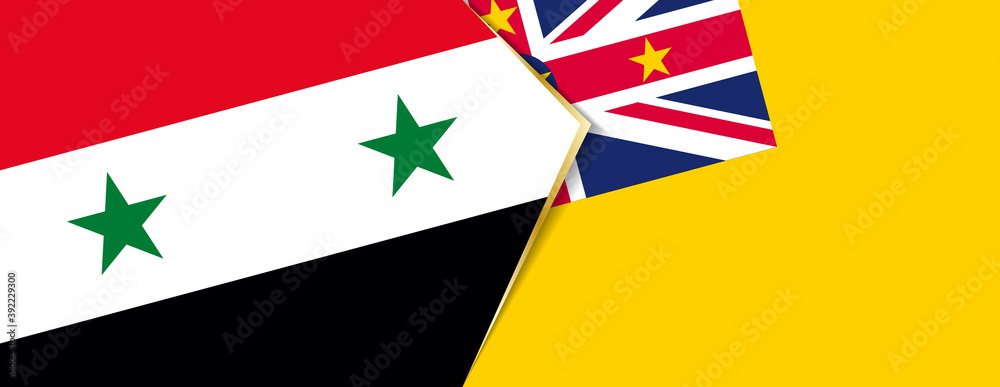 Syria and Niue flags, two vector flags. Syria and Niue flags, two vector flags.
