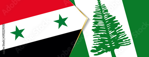 Syria and Norfolk Island flags, two vector flags.