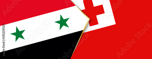 Syria and Tonga flags, two vector flags.
