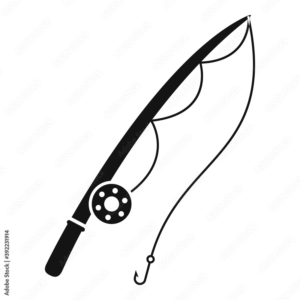 Fishing rod camping icon. Simple illustration of fishing rod