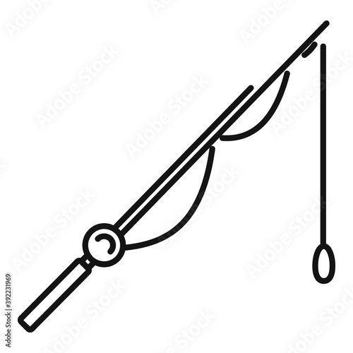 Fishing rod icon. Outline fishing rod vector icon for web design isolated on white background