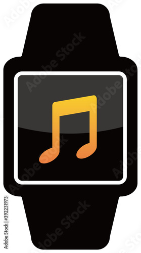 スマートウォッチのベクターイラスト　音楽アイコン