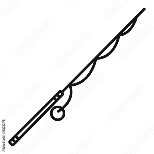 Fishing rod reel icon. Outline fishing rod reel vector icon for web design isolated on white background