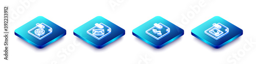 Set Isometric line AVI file document, MSG, HTML and GIF icon. Vector.