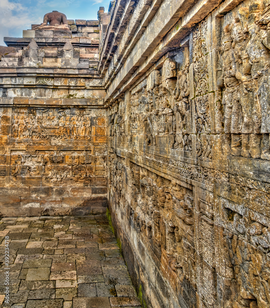 Borobudur temple detail, HDR Image