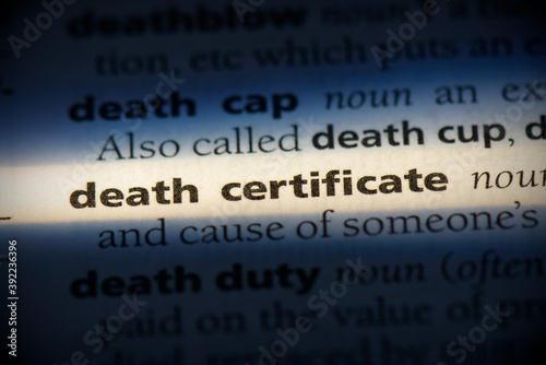 Obraz na płótnie death certificate
