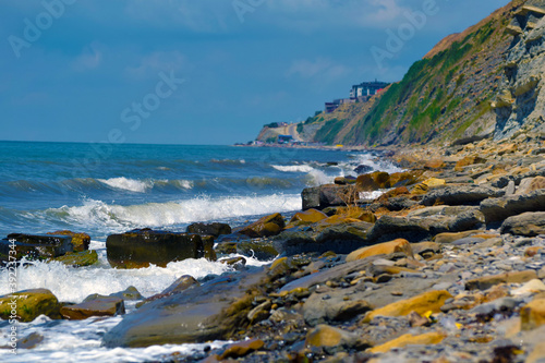 sea rocky coast on a sunny summer day