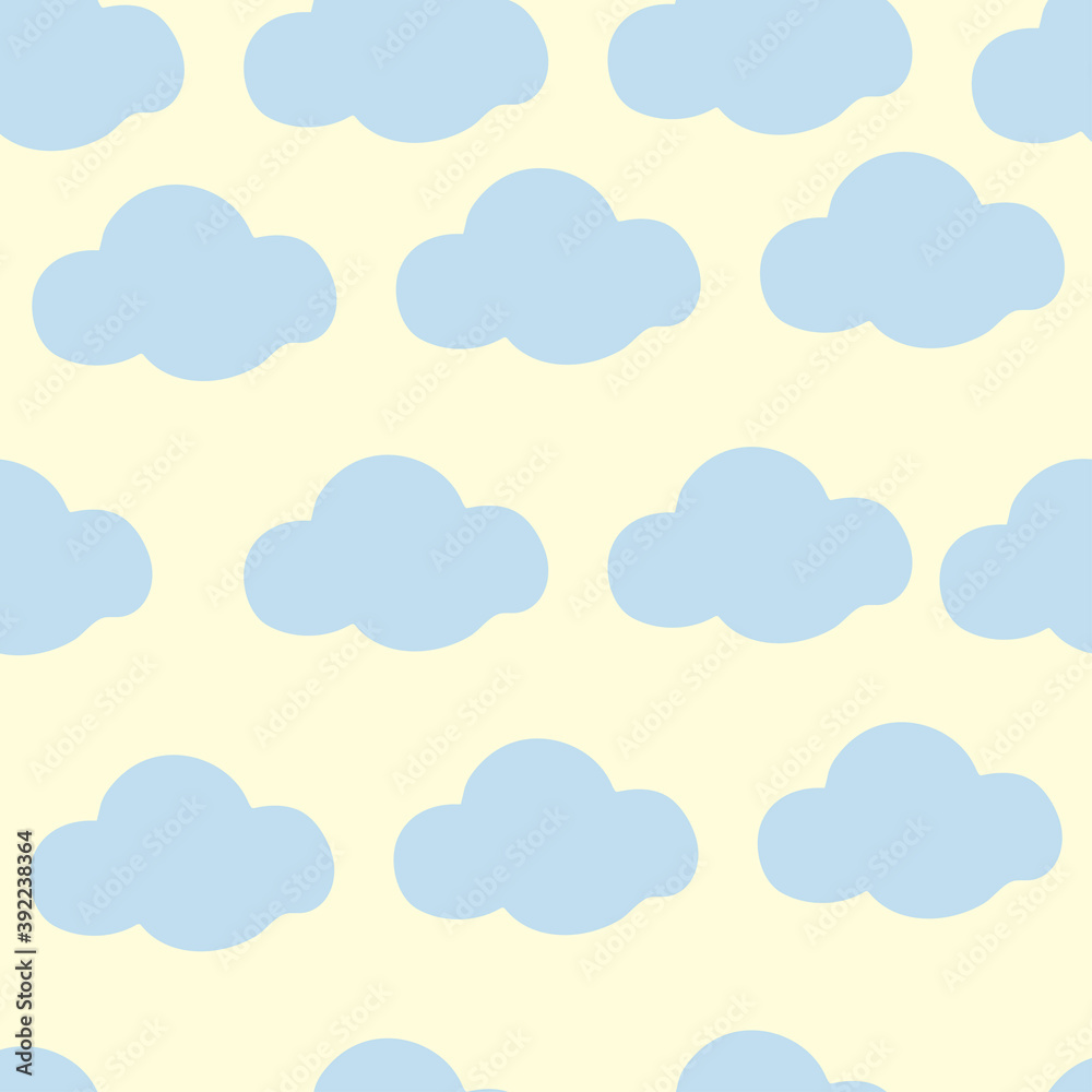 Seamless pattern of clouds. Vector. Decor element, children's illustration. Suitable for wrapping paper, cards, wallpaper or fabric.