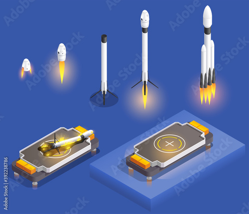 Isometric Space Launch Composition