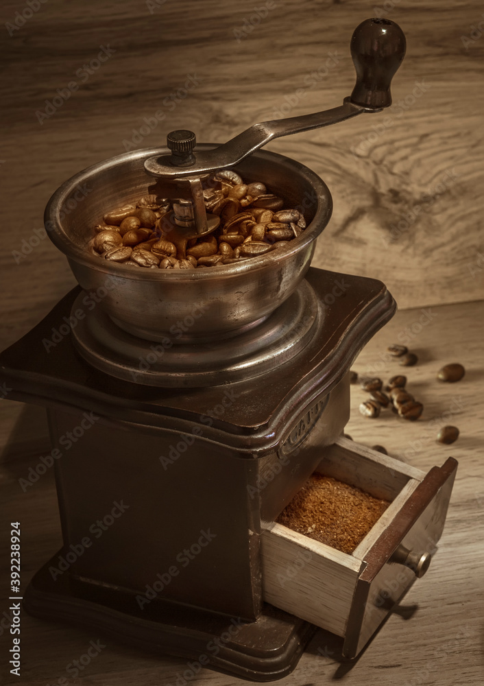 Coffee grinder with coffee beans Coffee grinder with coffee beans
