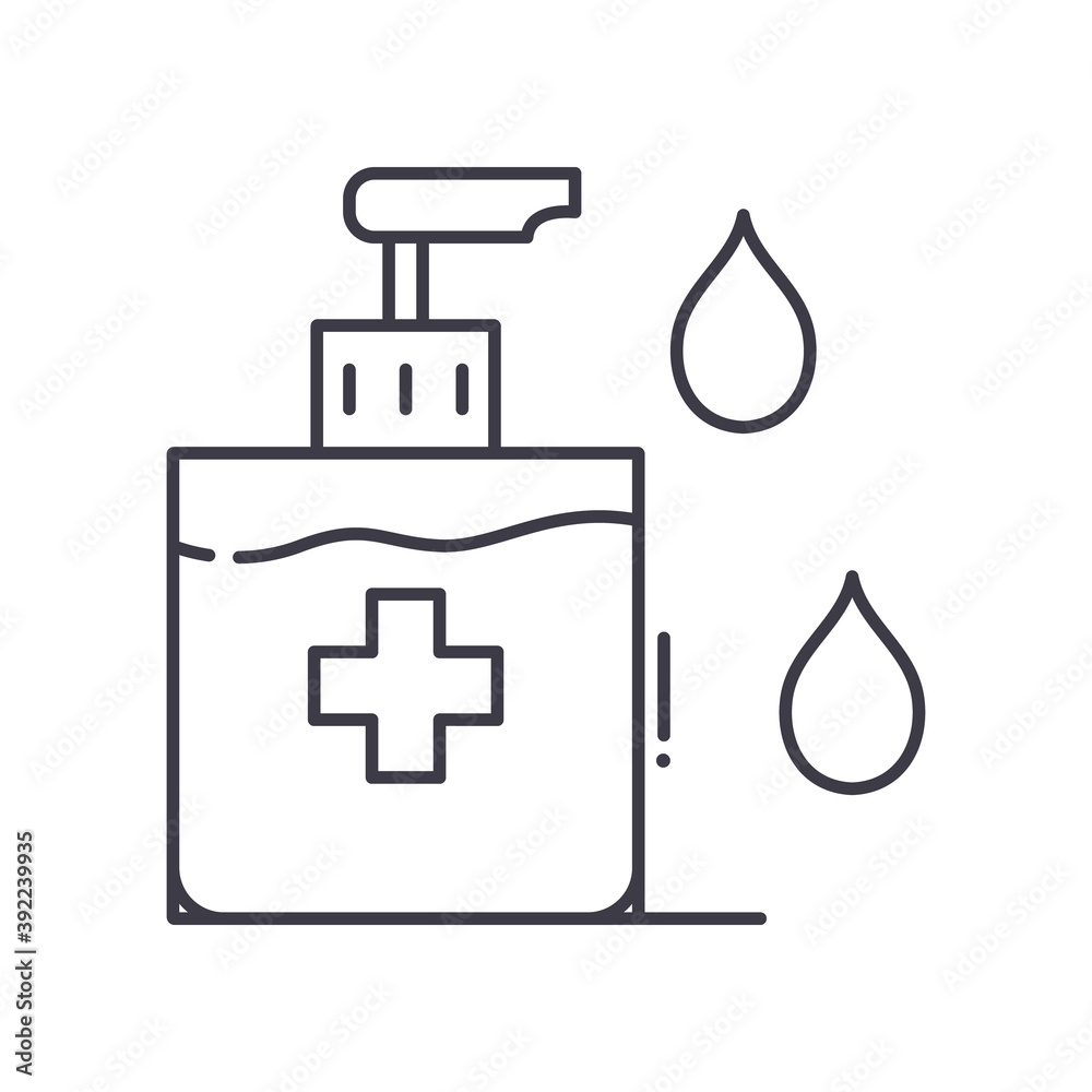 Obraz premium Body lotion icon, linear isolated illustration, thin line vector, web design sign, outline concept symbol with editable stroke on white background.