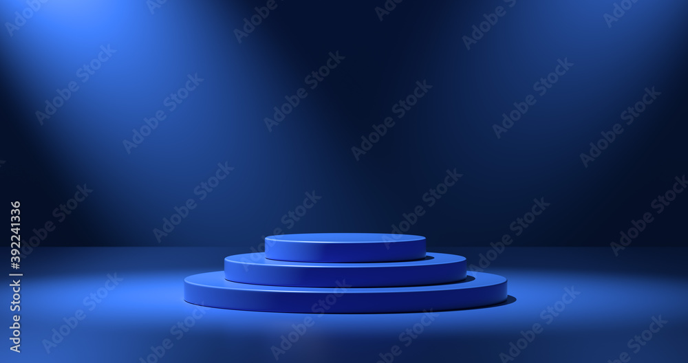 Blue circular display platform - obrazy, fototapety, plakaty 