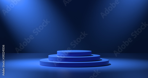 Blue circular display platform