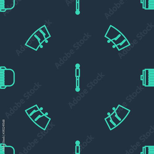 Set line Shock absorber, Windscreen wiper and Electric engine on seamless pattern. Vector.