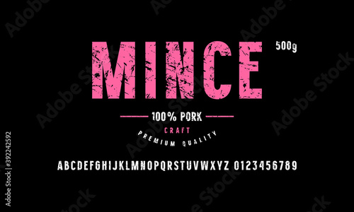Sans serif font in classic style and mince label template