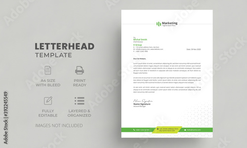 Creative Business Letterhead Template with green Elements